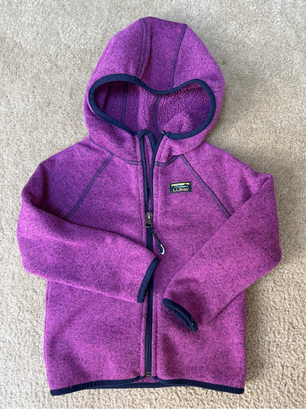 L.L. Bean Kids Sz 3T Purple Hooded Fleece Zip Jacket
